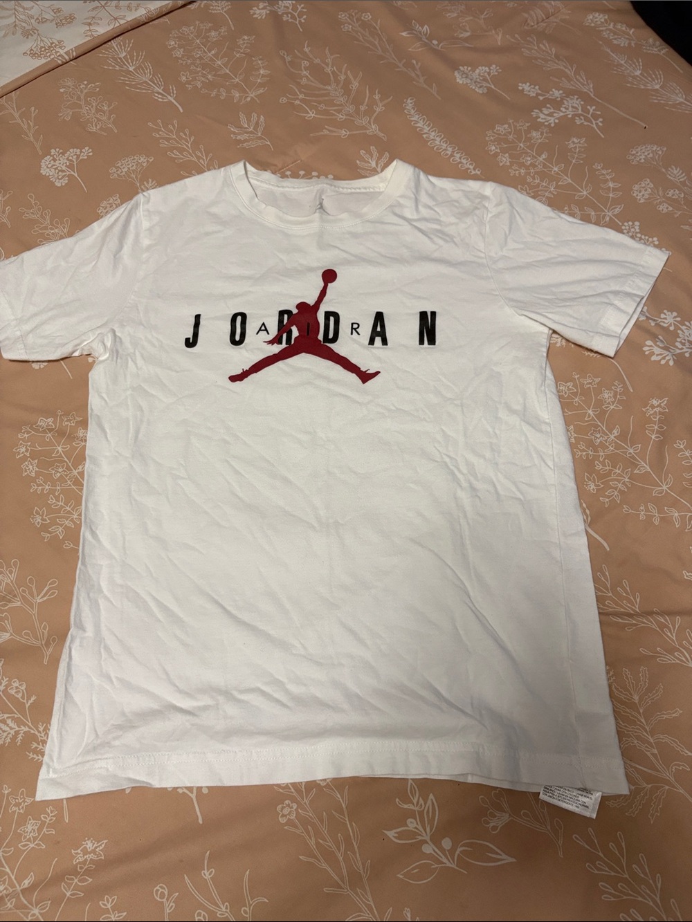 Jordan Kids White Tee with Red Jumpman and Black Lettering